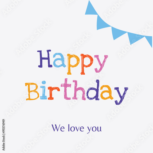 colorful hand-drawn happy birthday card design with birthday wishes