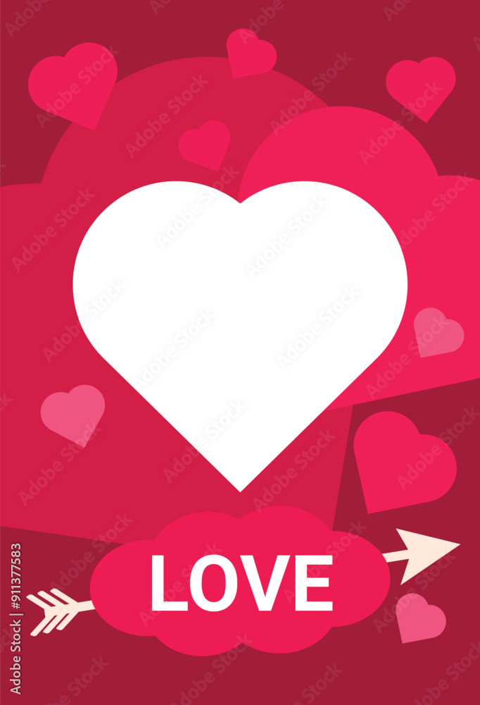 Arrow is piercing a heart surrounded by smaller hearts for valentine's day Arrow is piercing a heart surrounded by smaller hearts for valentine's day