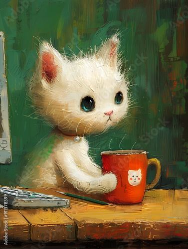 Cat and his coffee