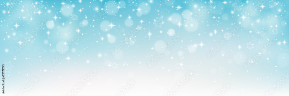 Sunshine And Snowflakes. Snowflakes in the Sun . A beautiful winter day. Widescreen winter holiday banner Sunshine And Snowflakes. Snowflakes in the Sun . A beautiful winter day. Widescreen winter holiday banner