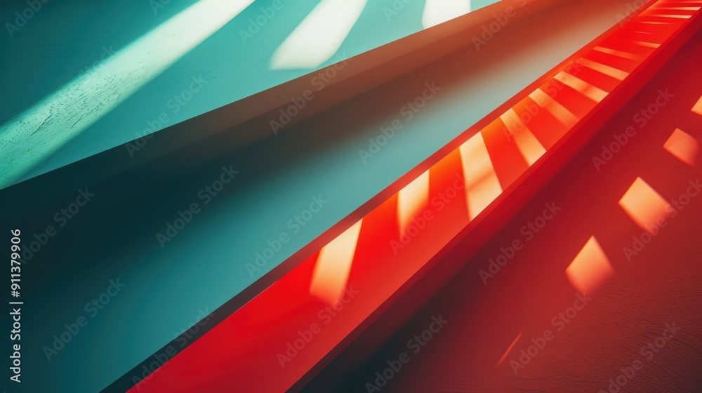 Sunlight creating geometric pattern on colorful walls. Sunlight creating geometric pattern on colorful walls.