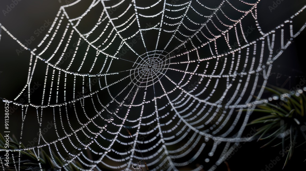 Fototapeta premium Dew Drops on a Spider Web