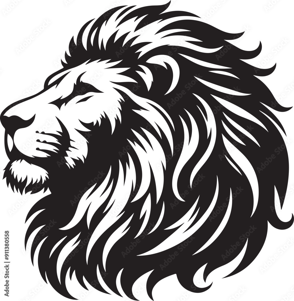 Lion black and white vector silhouette Lion black and white vector silhouette