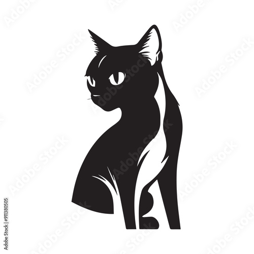 Cat silhouette against a white background. Ideal for pet themed design