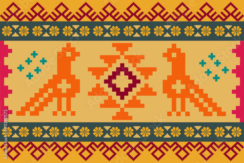 pattern Peacock Tribal Navajo and Native american tribal Southwest Aztec ornament for textile