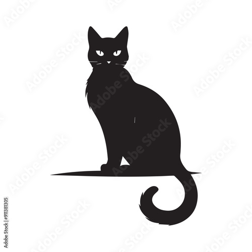 Cat silhouette against a white background. Ideal for pet themed design