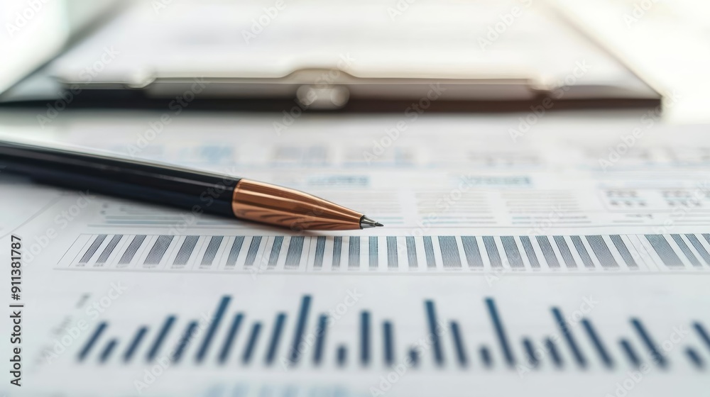 Close-up of expense reports, financial statements, and portfolio summaries on a desk Close-up of expense reports, financial statements, and portfolio summaries on a desk