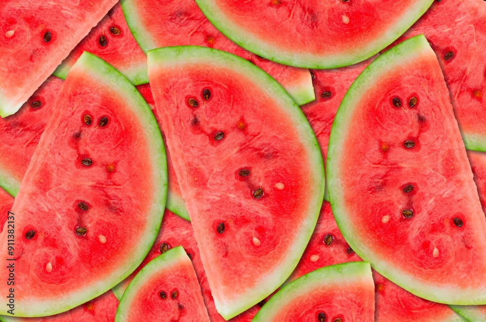 Large juicy tasty ripe red watermelon slices Large juicy tasty ripe red watermelon slices