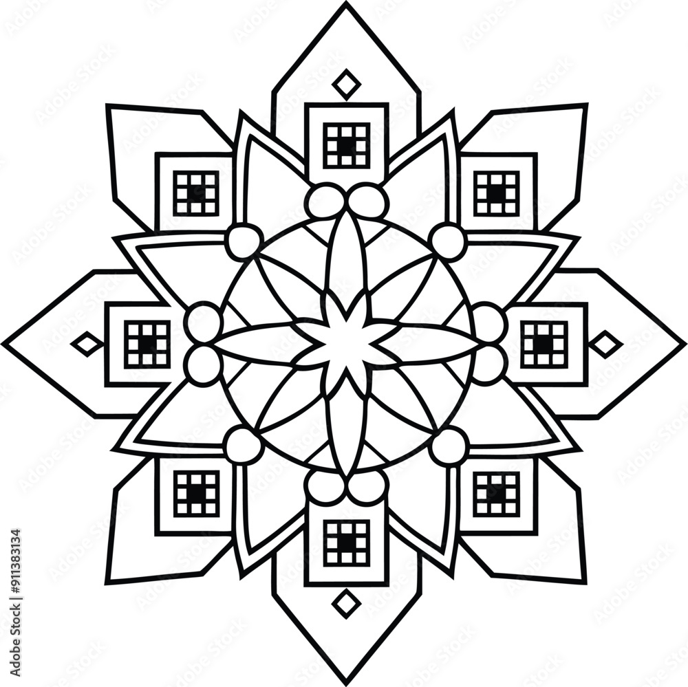 Fototapeta premium Architectural Mandala colorful page