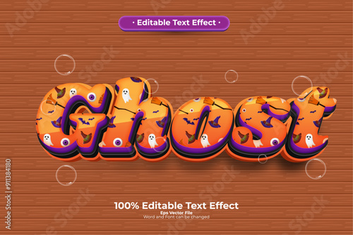 Ghost Halloween editable text effect in modern trend style