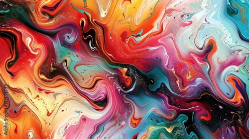 Abstract Swirling Colors with Gold Accents