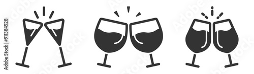 Clink, cheers and toasting. Clink celebration toast. Vector illustration
