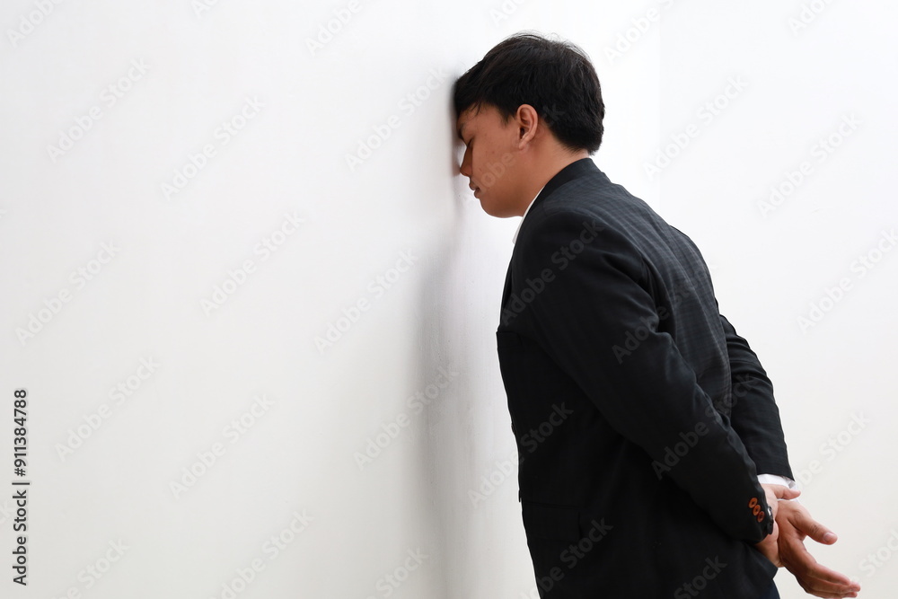 Upset asian businessman banging his head against wall in despair, stressed having problems at work, bankruptcy, business failure unsuccessful negotiations, project loss, failed job interview concept Upset asian businessman banging his head against wall in despair, stressed having problems at work, bankruptcy, business failure unsuccessful negotiations, project loss, failed job interview concept
