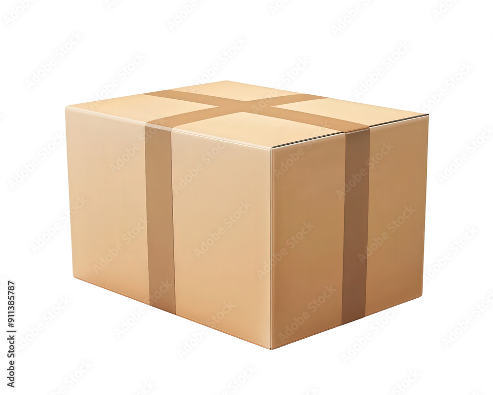 A parcel box isolated on white transparent background A parcel box isolated on white transparent background