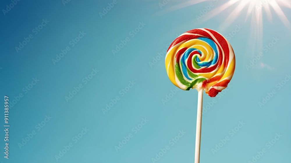 Delicious lollipop picture in sky background, high quality, lollipop picture