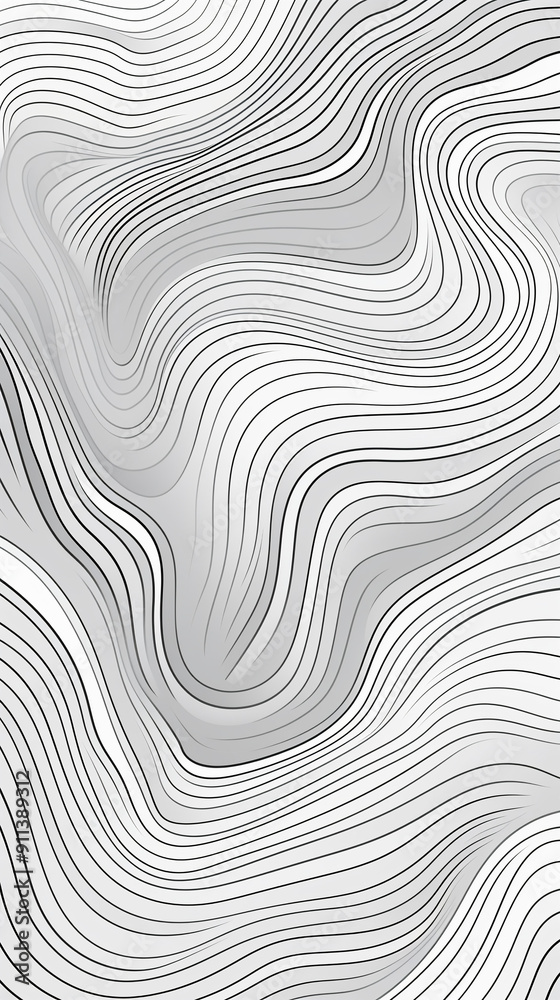White abstract wavy background with black thin lines. Natural pattern. Vertical orientation image. White abstract wavy background with black thin lines. Natural pattern. Vertical orientation image.