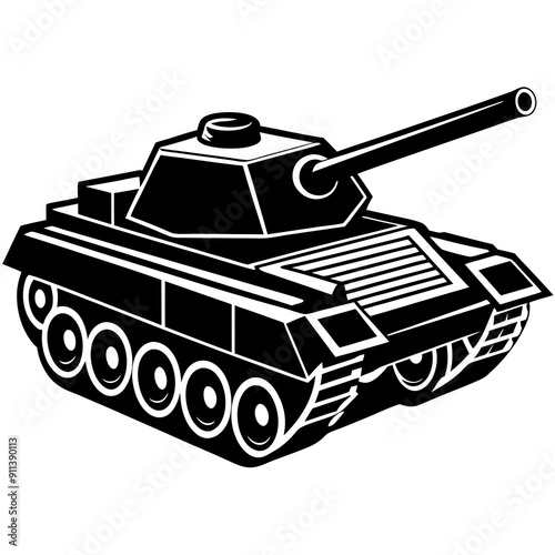 tank black silhouette white background vector illustration 