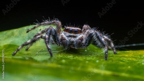 Adult Male Gray Wall Jumping Spider of the species Menemerus bivittatus