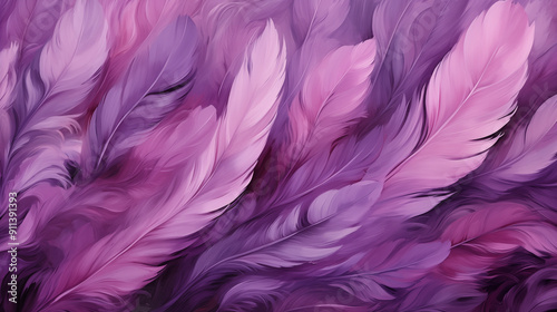 Purple Bird Feathers Watercolor Oil Painting, Abstract Image, Texture, Pattern Background, Wallpaper, Cover and Screen of Smartphone, Cell Phone, Computer, Laptop, 9:16 and 16:9 Format