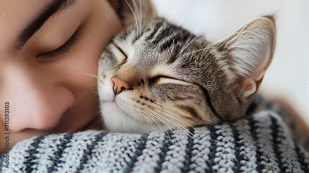 A picture of a person who is happy to be with their pet, radiating love and warmth. Relaxation and therapy concept A picture of a person who is happy to be with their pet, radiating love and warmth. Relaxation and therapy concept
