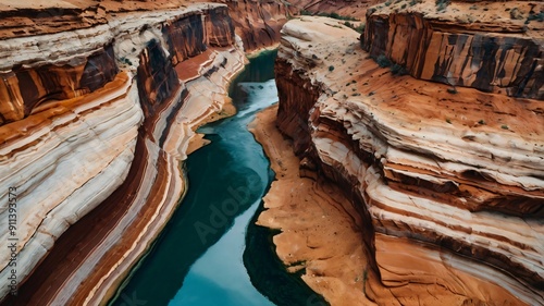a rugged canyon with agate layers exposed in the cliffs
