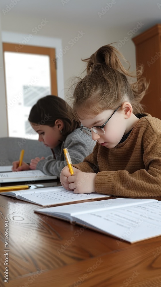 Learners practicing reading techniques together, showcasing their understanding and teamwork while doing homework Learners practicing reading techniques together, showcasing their understanding and teamwork while doing homework