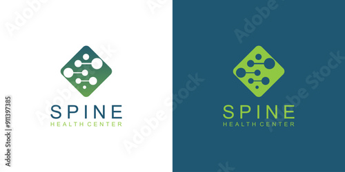 Creative Spine logo design template. Medical diagnostic, care sign design premium vector
