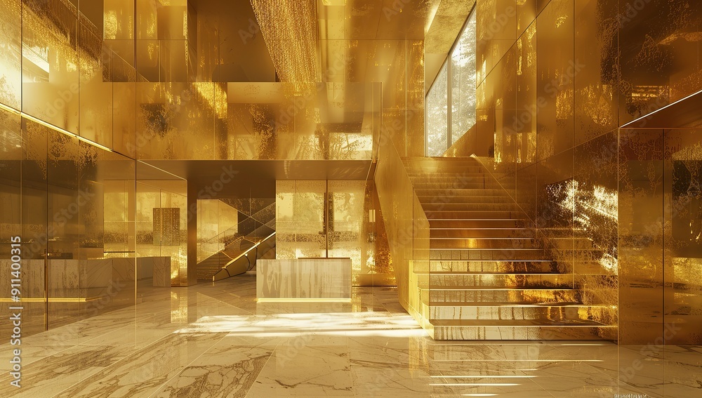 An interior design render of the lobby in an apartment building made ...