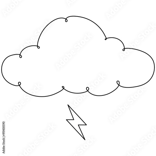Cloud  single line art, continuous one line drawing of  Isolated outline vector art 
