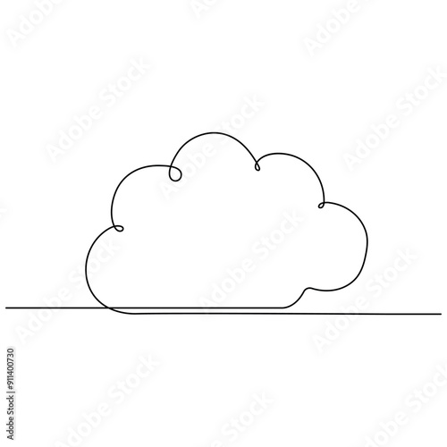 Cloud  single line art, continuous one line drawing of  Isolated outline vector art 
