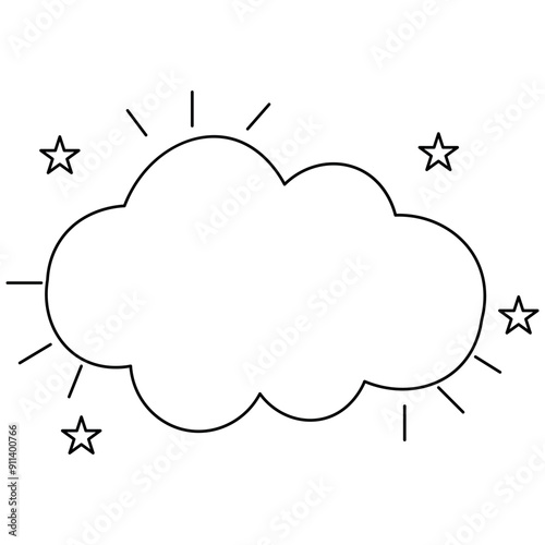 Cloud  single line art, continuous one line drawing of  Isolated outline vector art 
