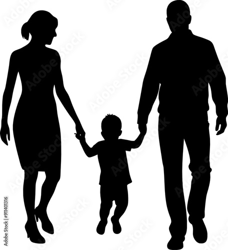 Vektor Silhouette Körper - Mutter - Vater - Kind - Design Element Glückliche Familie - Ehepaar mit Sohn