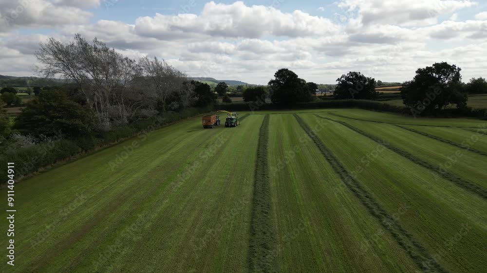 Aerial video of a tractor in the fields of Newport Berkeley in the UK Aerial video of a tractor in the fields of Newport Berkeley in the UK