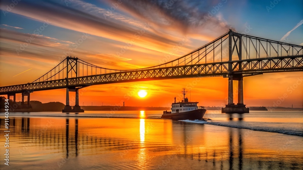 The 25th of April Bridge: A Tapestry of Sunset Hues AI Generated The 25th of April Bridge: A Tapestry of Sunset Hues AI Generated