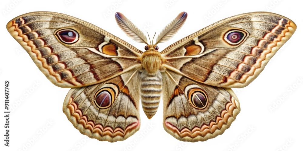Fototapeta premium Intricate patterns of a moth's wings, moth, wings, patterns, mesmerizing, evolution, beauty, detail, nature, design