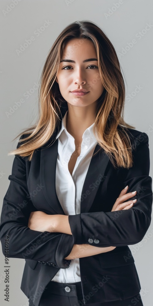 Businesswoman in professional setting with blank space. Businesswoman in professional setting with blank space.