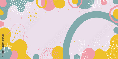 Cute doodle pattern background with abstract shapes and dots. Modern vector pattern for Banner, Flyer, Cover...	