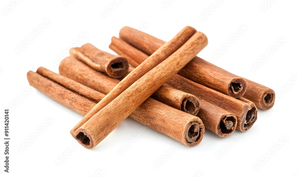Cennwell cinnamon sticks isolated on white background, close up Cennwell cinnamon sticks isolated on white background, close up