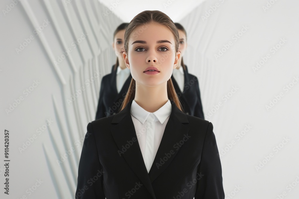 Corporate woman arranged in a symmetrical layout. Corporate woman arranged in a symmetrical layout.