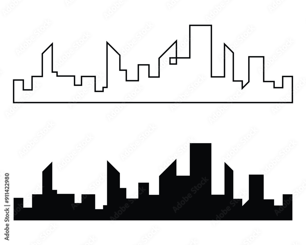 Continuous line city building. One single outline cityscape continuous construction. Editable stroke building background. Vector illustration eps 10. Continuous line city building. One single outline cityscape continuous construction. Editable stroke building background. Vector illustration eps 10.