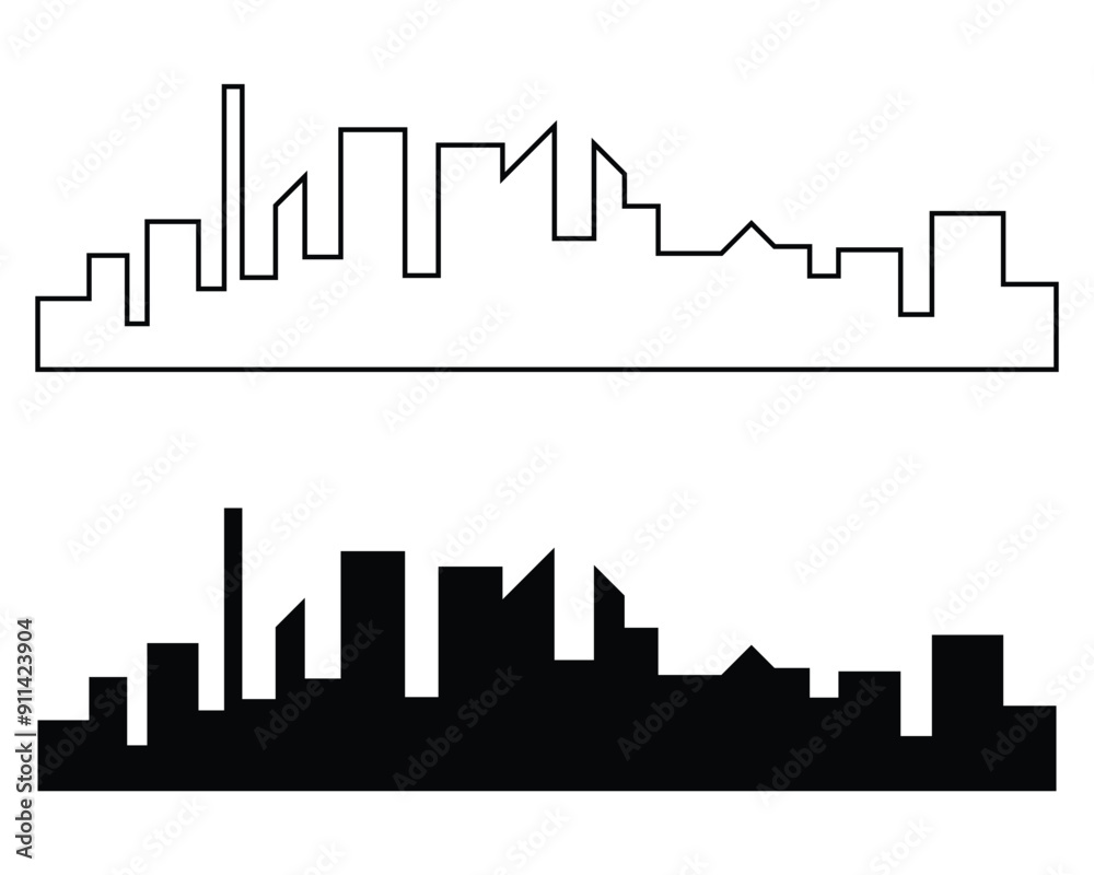 Fototapeta premium Vector city silhouette in a flat style. Modern urban landscape .vector illustration in eps 10.