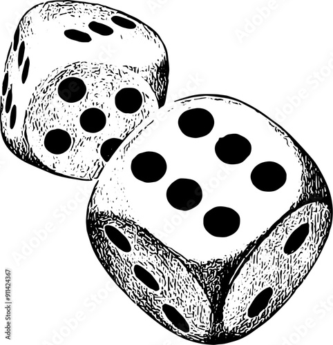 black and white dice vector illustration