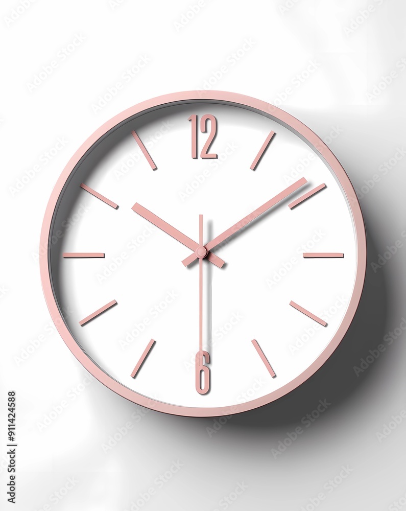 Minimalist Pink Wall Clock on White Background
Minimalist Pink Wall Clock on White Background