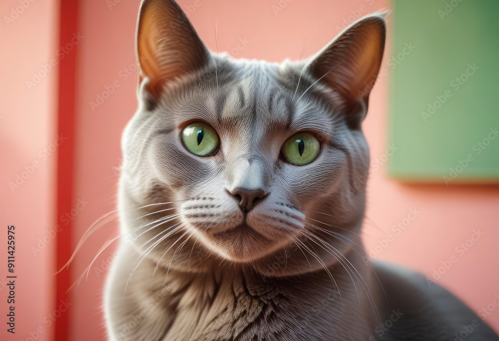 Russian blue cat on one color background, ai Russian blue cat on one color background, ai