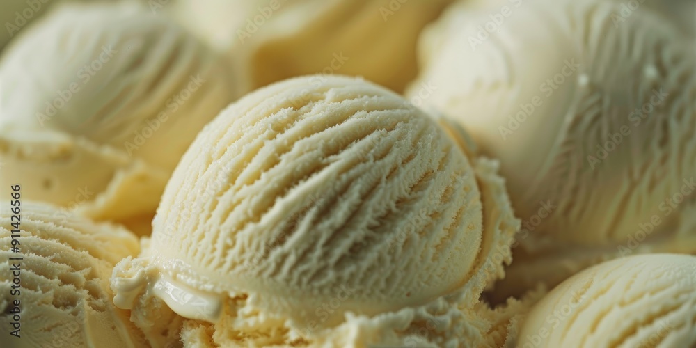 Monochromatic image of scoops of vanilla ice cream served Monochromatic image of scoops of vanilla ice cream served