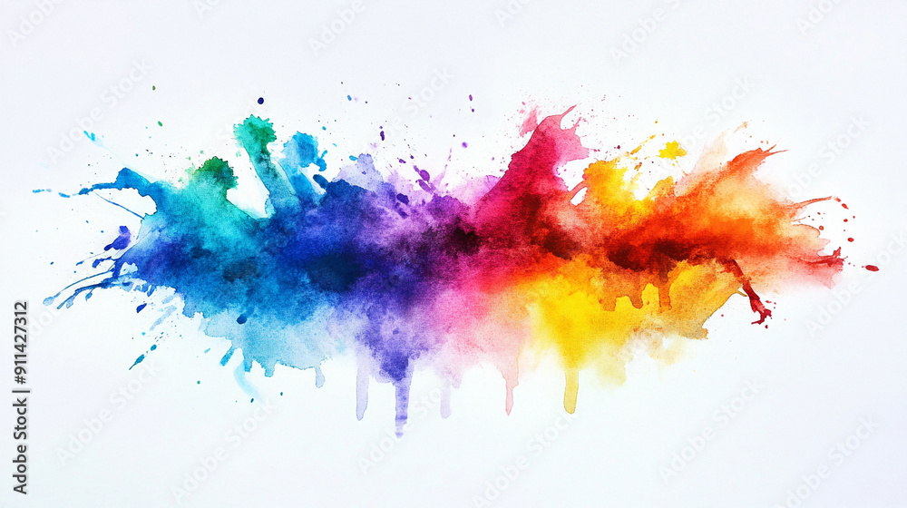 Fototapeta premium Colorful watercolor splash with dynamic movement Water color on white background