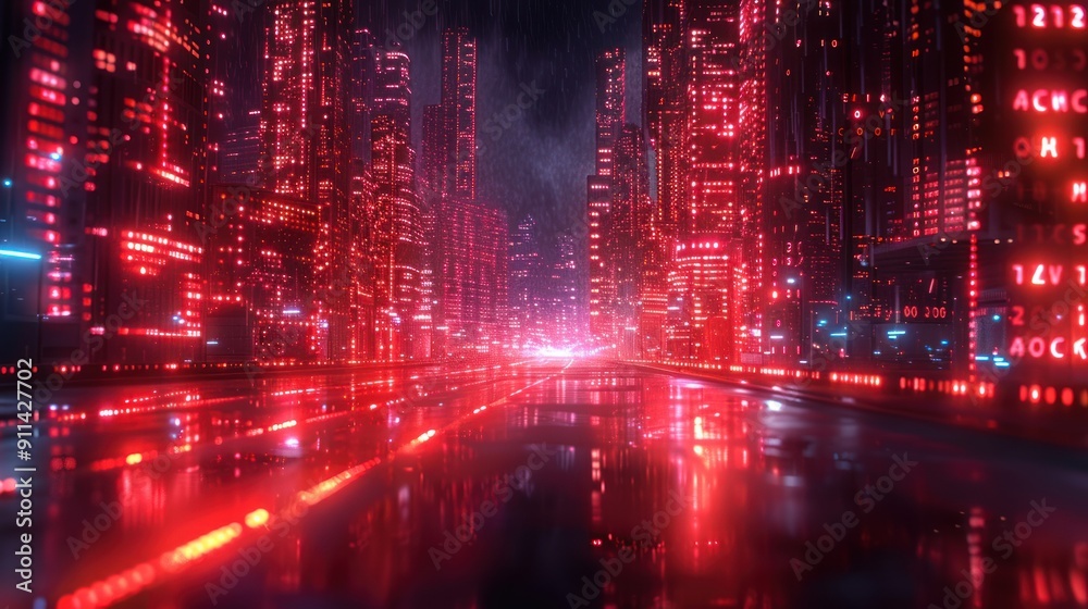 Fototapeta premium Cyberpunk Cityscape at Night