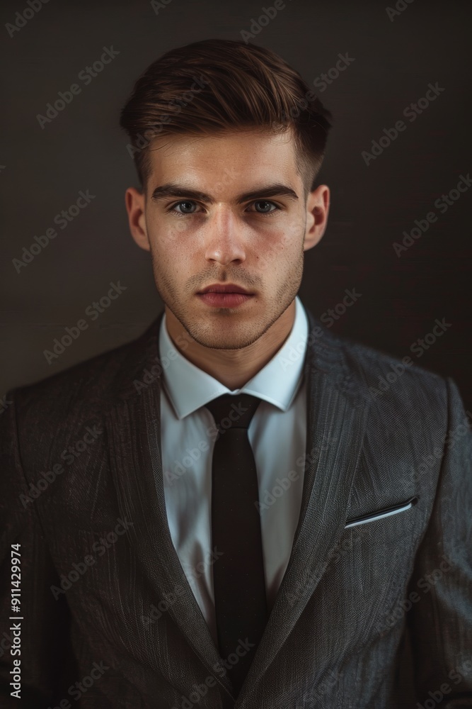 Overhead photograph of a young entrepreneur in a suit. Overhead photograph of a young entrepreneur in a suit.