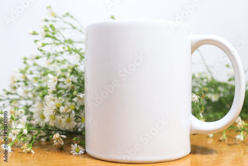 Isolated white cup mug mockup on white background