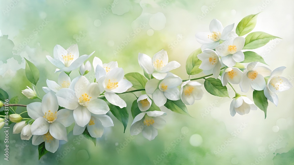 The Enchanting Dance of White Jasmine Blossoms Generative AI The Enchanting Dance of White Jasmine Blossoms Generative AI